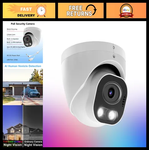 4K 8MP Full Color PoE IP Security Camera with Two-Way Talk & SD Card Slot