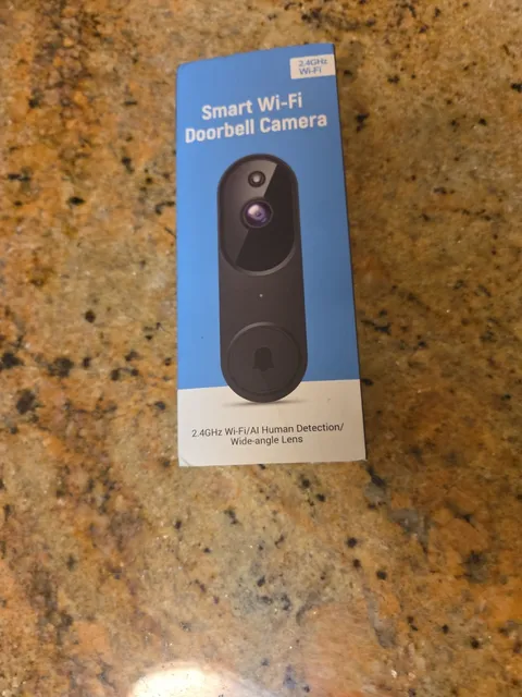 Smart 2.4GHz Wi-Fi Doorbell Camera Wide Angle Lens - Black