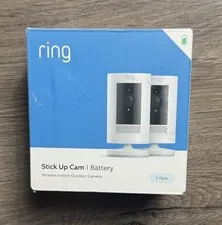 Ring Stick Up Cam Battery 2-Pack Wireless Wi-Fi Indoor/Outdoor 1080p White - New