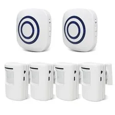 Wireless Driveway Alarm Security Alert Motion Detector 2 Receiver 4 Sensor