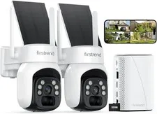 firstrend Solar Security Cameras Wireless Outdoor, 2K Color Night Vision, Human