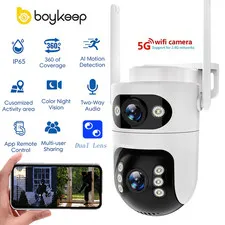 boykeep Outdoor Security Camera 5G Wireless WiFi Dual Lens Smart home PTZ