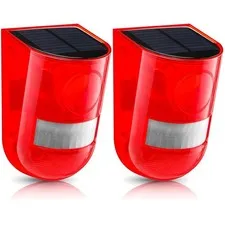Waterproof Driveway Alarm with Flash Warning - Red, 2 Pack