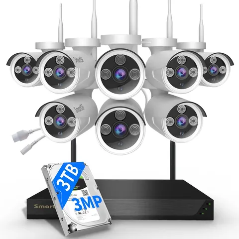 8PCS 3MP HD Cameras ,Wireless WiFi Security Camera systen 10CH NVR+3TB harddrive