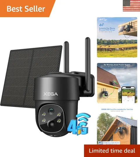 4G Solar Security Camera -  Weatherproof, HD Night Vision & Motion Alerts