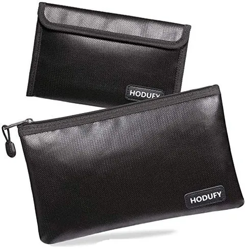 Hodufy Fireproof Money Bag - 10.6"x6.7" & 5"x8" Small Small, Black