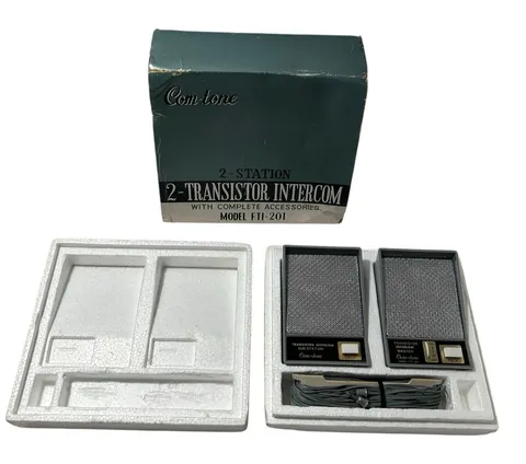 Com-Tone 2-Station Transistor Intercom Model FTI-201 Vintage Japan Unused Rare