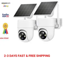 Oculview 2K Solar Security Cameras Wireless Outdoor 2 Pack 360 Degree Night