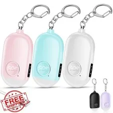 Hion Personal Safety Alarm for Women, 3 Pack Rechargeable 130dB Self Defense ...