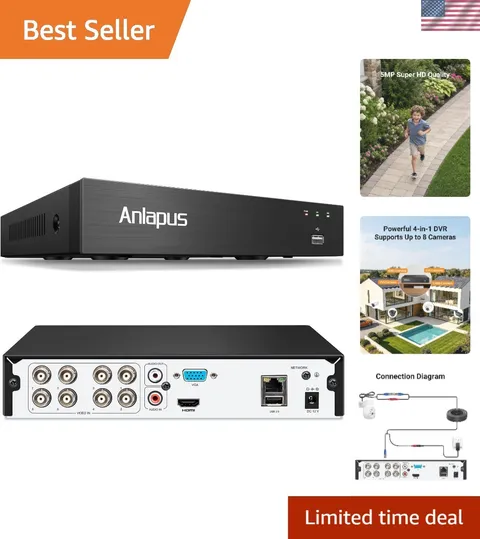 Professional 5MP 8CH H.265+ CCTV DVR with Real-Time Alerts & Multi-Device Access