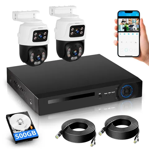 6MP POE Security Camera System w/ 2PCS PTZ Outdoor Home Security Cameras 8CH NVR