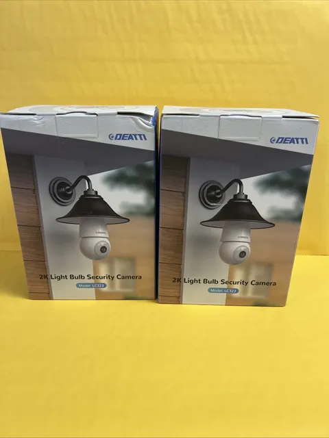 2 xDEATTI LC323 2K Wi‑Fi PTZ Light Bulb Security Camera Night Vision 2‑Way Alexa