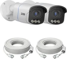 ZOSI 2PK C186 4K Add on PoE Security Camera with Cables Color Night Vision