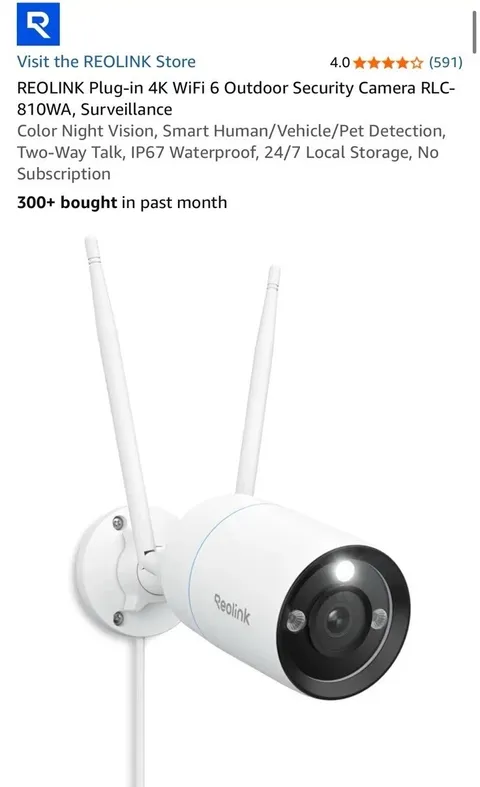 3 REOLINK Plug-in 4K WiFi 6 Outdoor Security Camera RLC-810WA
