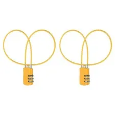 2 Pcs 3 Digit Luggage Cable Combination Lock with 20" Long Cable, Yellow