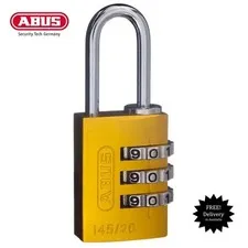 ABUS Padlock 20mm - Resettable Combination Padlocks-YELLOW-Free Post-14520YEL