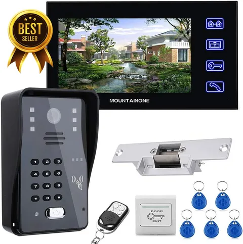 7” LCD RFID Video Door Intercom System with Electric Strike Lock Remote Unlock