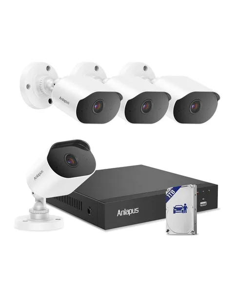 4K Security Camera System, AI Human Vehicle Detection, 4pcs 8MP Wired Indoor ...