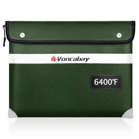 6400℉ Fireproof Document Bag Waterproof Reflective Strip 14.2"x11" Money Safe 