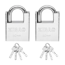 2Pcs High Security Steel Shrouded Padlock with Key, Silver(1-7/8 Inch)