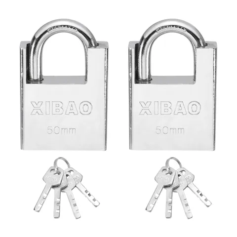 2Pcs High Security Steel Shrouded Padlock with Key, Silver(1-7/8 Inch)