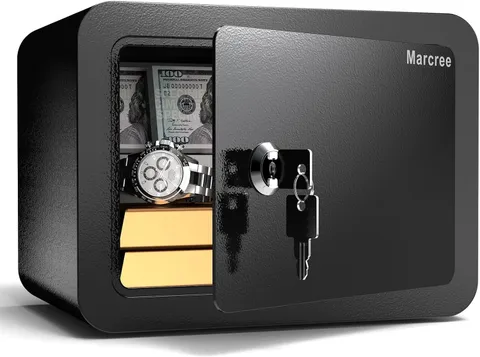 0.23 Cub Safe, Small Safe Box with Key, Mini Home Safes for Money, Coin and Cash