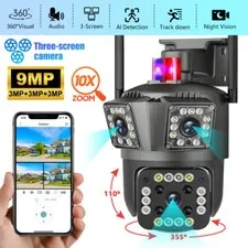 3 Lens 1080P WiFi IP Camera Wireless Outdoor 360° CCTV PTZ Home Security IR Cam