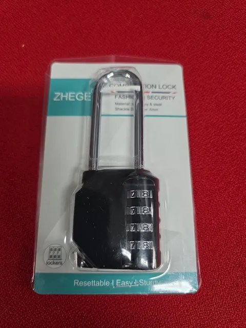 ZHEGE Shackle Padlock, 4 Digit Combination Lock, Resettable Weatherproof