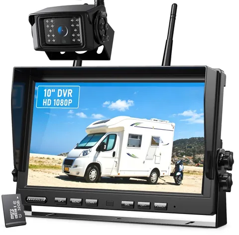 ZEROXCLUB 1080P Wireless Backup Camera System for RV Trailer 10 Inch, Silver
