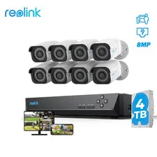 8MP 4K Outdoor Poe Security Camera System,6Pcs Person/Vehicle/Pet Detection Smar