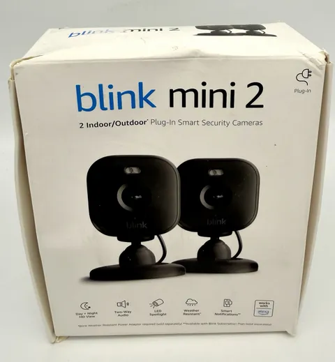 Blink Mini 2 1080p Wi-Fi Indoor Security Camera  Black Pack of 2  Newest Gen.