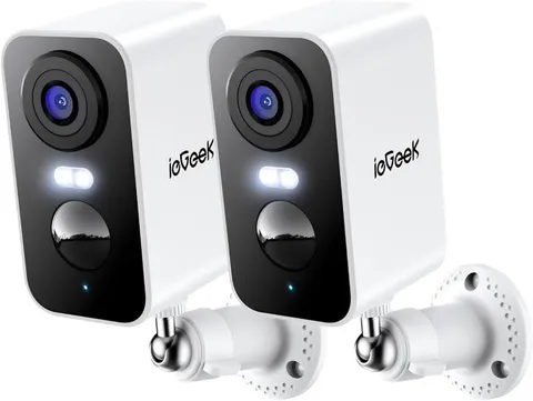 ieGeek 2K 3MP Outdoor Camera 2 Pack Color Night Vision, Spotlight/Siren, Alexa