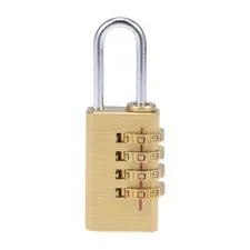 4 Digit Combination Padlock, 3mm Shackle 21mm Body Width, Brass Lock