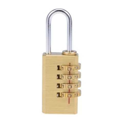 4 Digit Combination Padlock, 3mm Shackle 21mm Body Width, Brass Lock