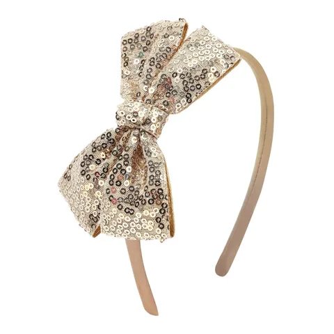 Sequin Gold Bow Headband for Girls Sparkly Glitter Hair Bows Hair Accessories...