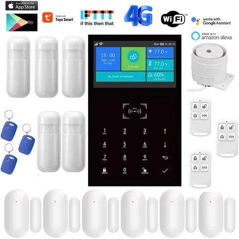 V58 Tuya APP WiFi+US/EU 4G Wireless Home Security Alarm System+Alexa+Google Home