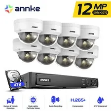 ANNKE 12MP PoE Color Night Security IP Camera System 8CH NVR AI Detection IP67