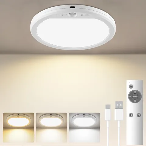 Meliya Rechargeable Motion Sensor Ceiling Light with 7 Inch-1 Pack, White