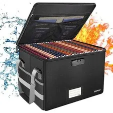 File Box W/ Lock Fireproof Storage Portable Home Organizer Anti-Static Boxes New