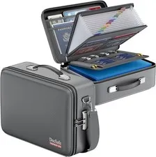 Fireproof Document Box W/ Lock＆Shoulder Strap Hard Case File Organizer