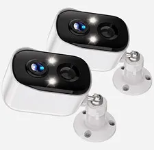 2-Pack Solar WiFi Outdoor IP Security Cameras 1080p White Light Audible Alarm