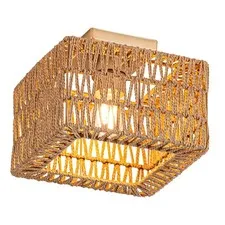 Rpzloila Rattan Ceiling Light, Gold Boho Light Fixture, 1-Light-Square,