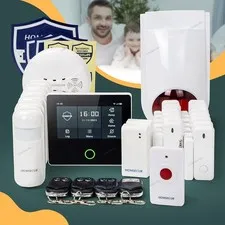 HOMSECUR Wireless WIFI 4G 2G LCD Burglar Intruder Alarm System+Red Flash Siren
