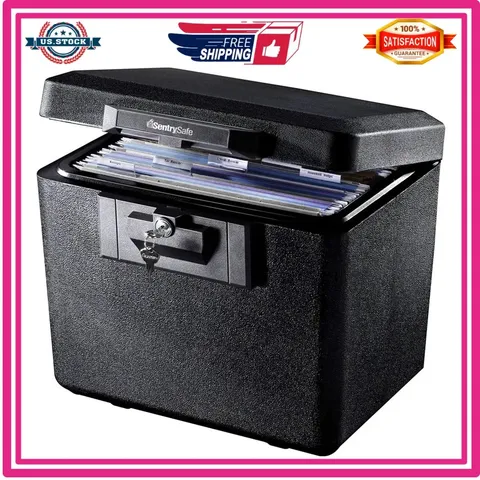 SentrySafe 1170 Fireproof Document Box Key Lock 0.61 Cubic Feet Black Safe