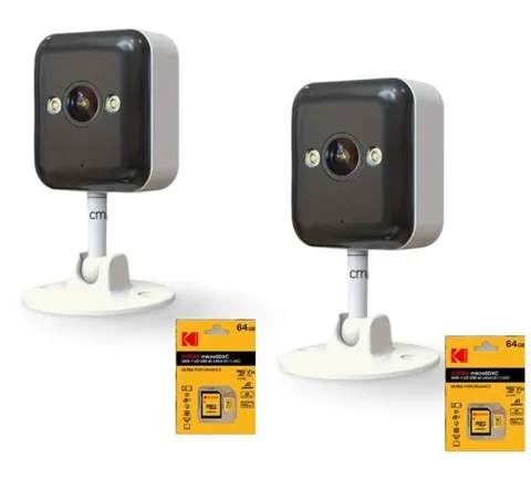 Security Cameras x 2 pcs Wireless + 64gb SD Alexa In/Out 1080P Audio Color Night