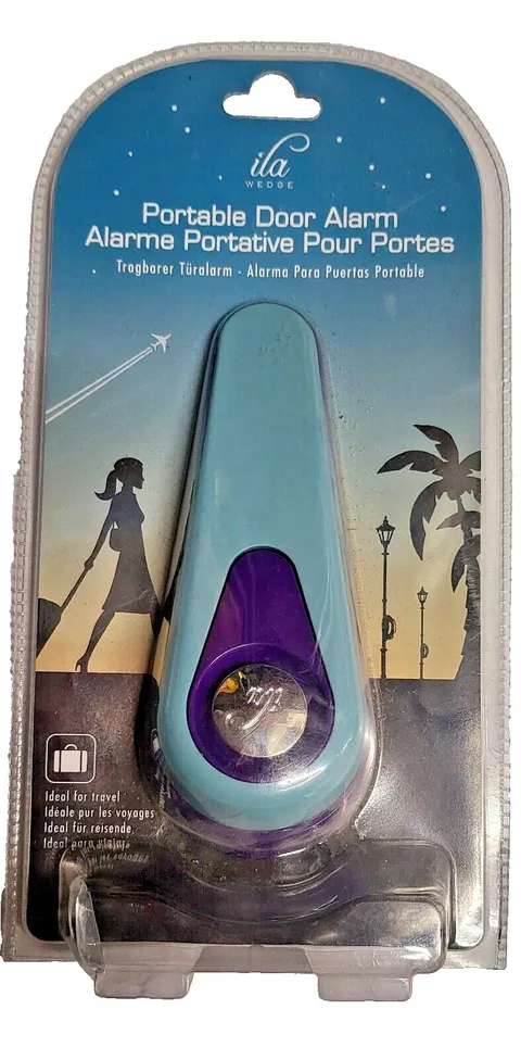 Wedge Portable Door Alarm -  Blue & Purple Butterfly - Travel Safety - NEW