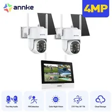 ANNKE 7" Monitor 4MP Wireless PT Security Camera System Solar Powered 2-Way Talk
