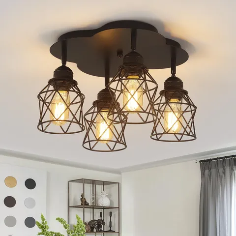 4-Lights Kitchen Light Fixtures Ceiling Mount, 4-Light, Black 4-Light