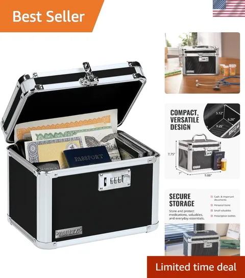 Versatile Combination Lock Box for Documents & Valuables - 10 x 7.25 x 7.75 Inch