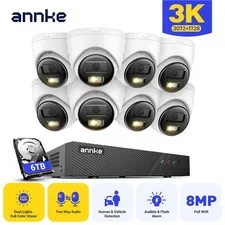ANNKE 8CH 8MP NVR 5MP Audio 3K POE Security Camera System Outdoor AI Color Night